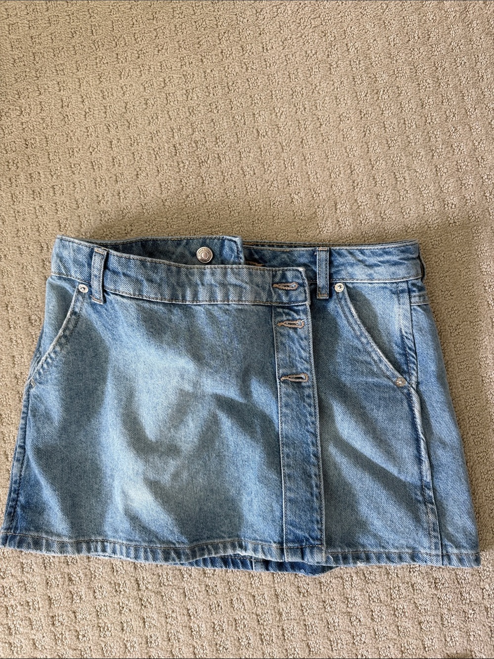 Free People Light Wash Denim Mini Skirt